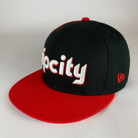 Portland Trailblazers NBA Black Red New Era 59Fifty Rip City Fitted Hat Mens 7 3 - Picture 3 of 6
